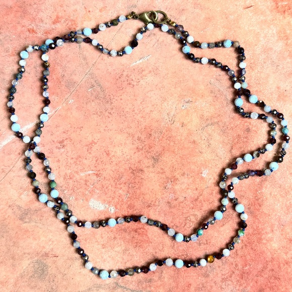 Handmade hand knotted mixed gemstone bracelet or double layer necklace - Picture 5 of 11